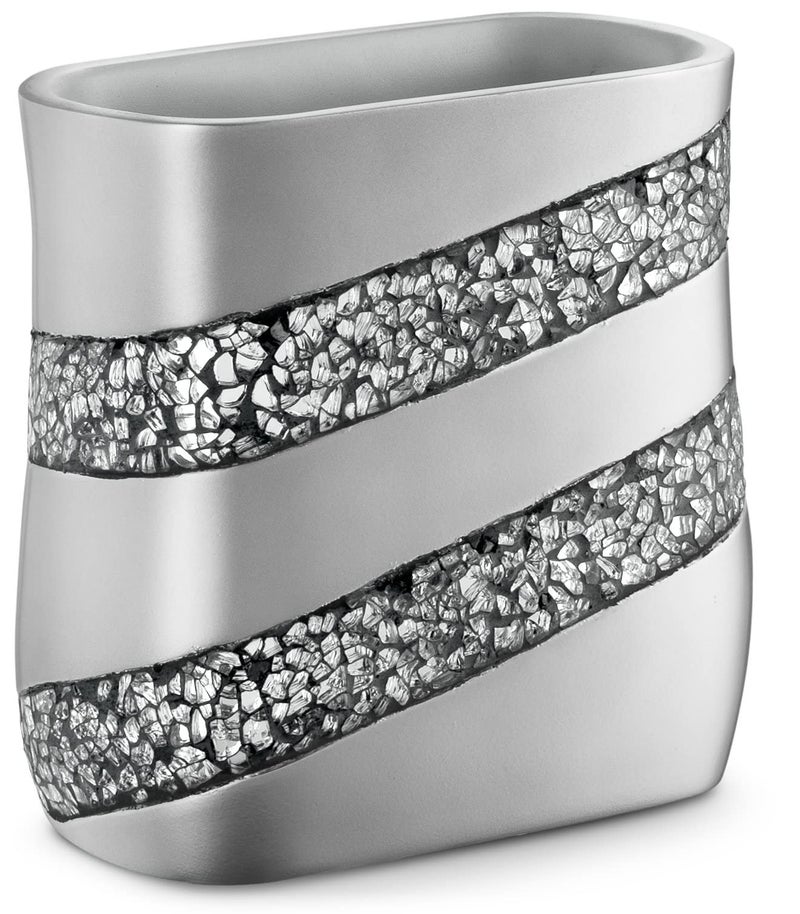 Creative Scents Silver Mosaic Bathroom Trash Can 211 Gal 8L Decorative Waste Basket for Bathroom Durable Slim Small Garbage Can for Bathroom Powder Room Bedroom or Living Room Decor