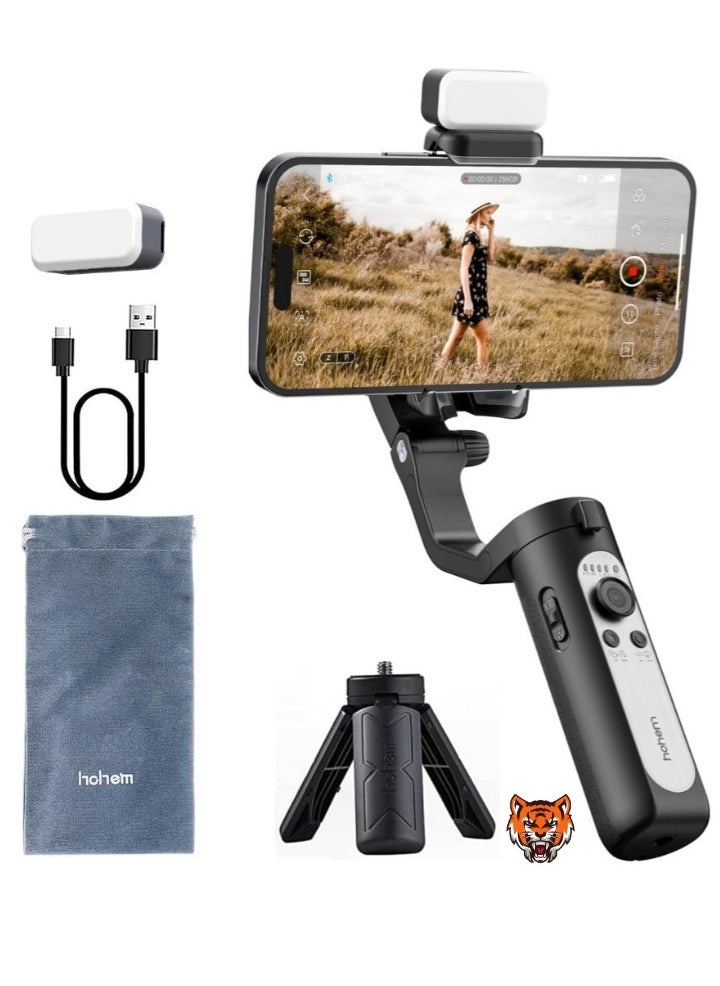 TIGER "Smartphone Gimbal iSteady XE Kit – 3-Axis Stabilizer with Fill Light, One-Key Inception for iPhone 14, 13 Pro Max & Android, Perfect for Vlogs & Live Streams (2023 Black Kit)"  - Image 1