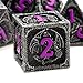 Haxtec Metal DND Dice Set Black Purple Dragon Pattern DD Dice Set with Leather Dice Bag Metal Polyhedral Dice Compatible with Dungeons and Dragons TTRPG Gifts - Image 2