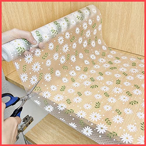 Wolpin Anti-Slip Kitchen Cabinet Drawer Shelf Mat (45 x 300 CM) | Waterproof EVA Liner Roll for Bathroom Fridge Table | Textured Multipurpose Mat for Home Storage Flower Leaves Design - Image 1