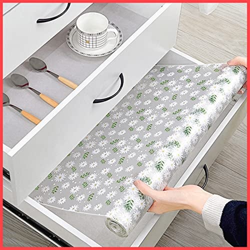 Wolpin Anti-Slip Kitchen Cabinet Drawer Shelf Mat (45 x 300 CM) | Waterproof EVA Liner Roll for Bathroom Fridge Table | Textured Multipurpose Mat for Home Storage Flower Leaves Design - Image 2