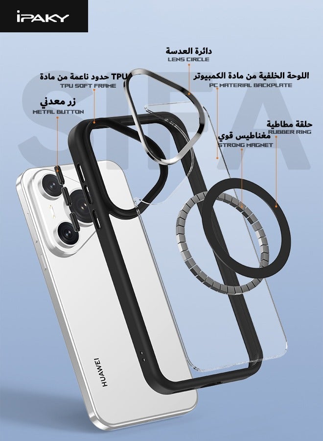 IPAKY Huawei Pura 70 Pro Case, Magnetic [Compatible with Magsafe] Composite Material Case Cover, Military Grade Anti-Drop Shockproof Case for Pura 70 Pro, Slim Anti-Fall Back Cover for Huawei Pura 70 Pro - Image 1