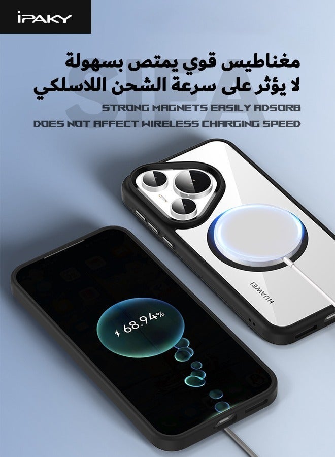 IPAKY Huawei Pura 70 Pro Case, Magnetic [Compatible with Magsafe] Composite Material Case Cover, Military Grade Anti-Drop Shockproof Case for Pura 70 Pro, Slim Anti-Fall Back Cover for Huawei Pura 70 Pro - Image 3