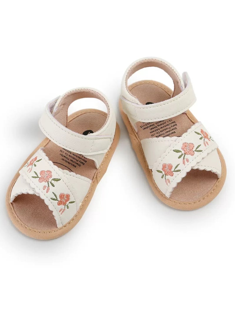 صنادل أطفال مطرزة بالزهور، صنادل للبنات، أحذية مسطحة، صنادل شاطئ للأطفال حديثي الولادة - Image 4