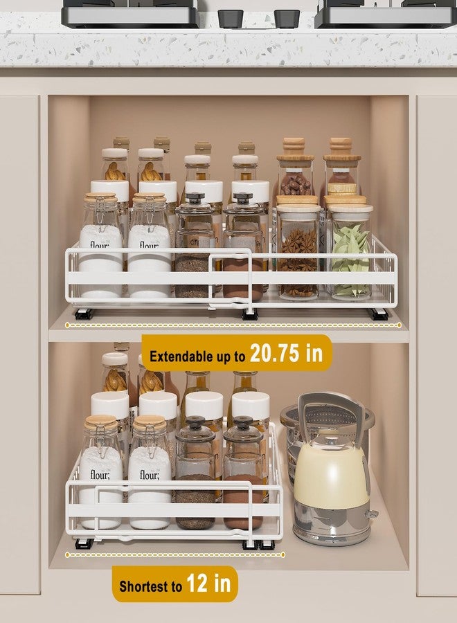 REALINN Pull Out Cabinet Organizer, Expandable Slide Out Drawers for Cabinet, White - Image 3