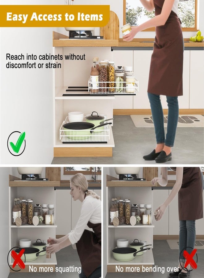 REALINN Pull Out Cabinet Organizer, Expandable Slide Out Drawers for Cabinet, White - Image 4