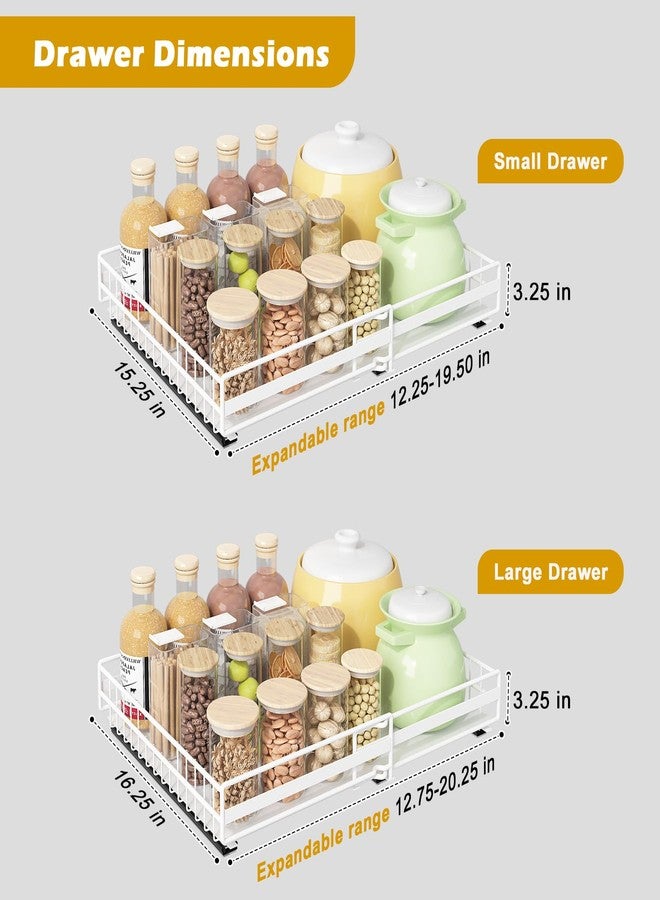REALINN Pull Out Cabinet Organizer, Expandable Slide Out Drawers for Cabinet, White - Image 2