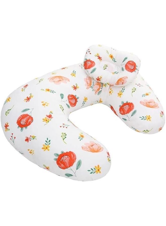 TRASSLE Breast Feeding Nursing Pillow for Breastfeeding & Bottle Feeding, Support Rest Pillow for Mom & Baby with Removable Washable Pure Cotton Cover, Polyester Cotton,Safety & Comfortable (Flower)