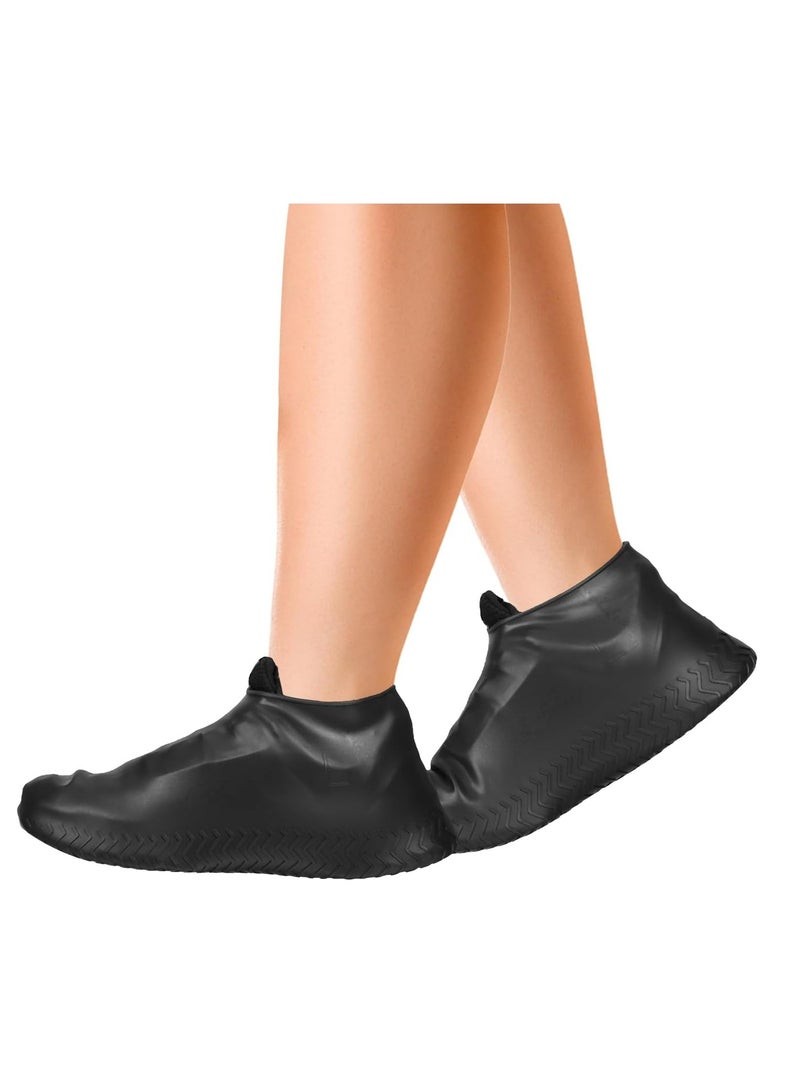 أوزيغالور غطاء أحذية قابل للاستخدام مرة أخرى مائي، غطاء أحذية مصنوعة من السيليكون غير السريعة للحفاظ على الأحذية خارجية للركوب والحماية للرجال، النساء، الأطفال (أسود) - Image 1
