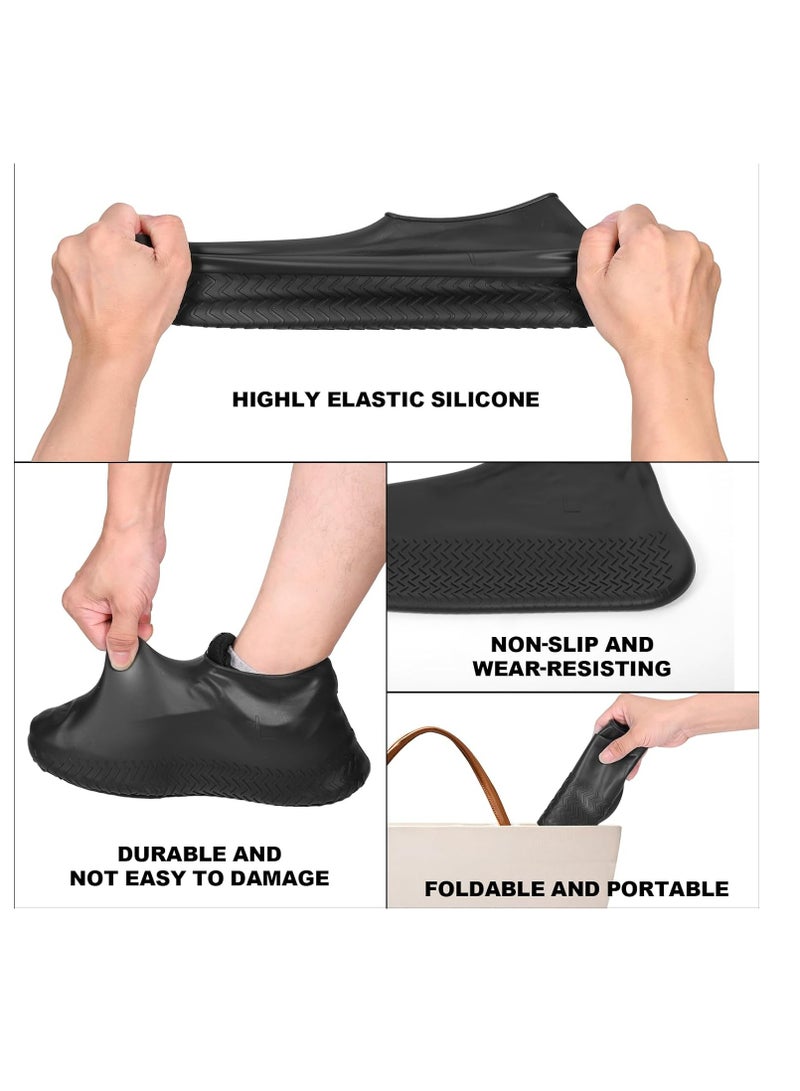 أوزيغالور غطاء أحذية قابل للاستخدام مرة أخرى مائي، غطاء أحذية مصنوعة من السيليكون غير السريعة للحفاظ على الأحذية خارجية للركوب والحماية للرجال، النساء، الأطفال (أسود) - Image 2