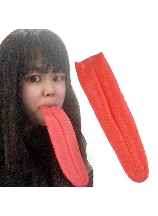 NUOBESTY 2 قطع لسان طويل دعامة لسان صناعي خدع مزاح سحرية أدوات تنكرية لمهرجان بيت الأشباح زينة حفلة رعب (أحمر) - Image 3