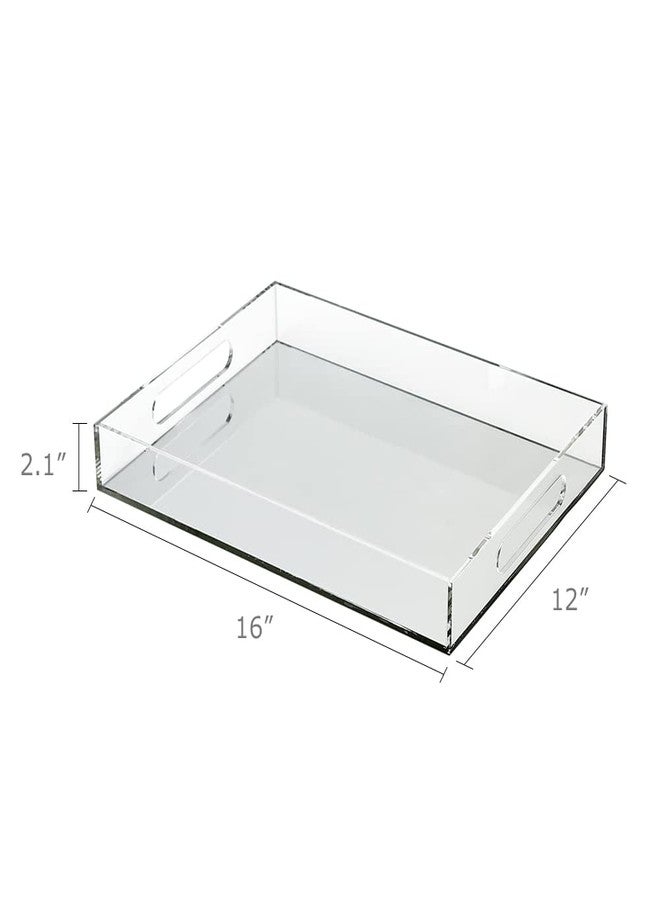 pbf PHOTO BOOTH FRAMES pbf Acrylic Serving Tray with Handles | Clear Acrylic Tray | Spill-Proof, Stackable 12x16 Mirrored Tray | Lucite Tray Organizer | Food, Cracker, Usherette, Bar Cart, Sandwich Tray for Parties - Image 2