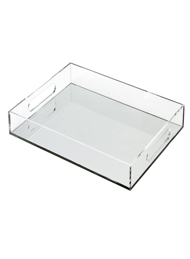 pbf PHOTO BOOTH FRAMES pbf Acrylic Serving Tray with Handles | Clear Acrylic Tray | Spill-Proof, Stackable 12x16 Mirrored Tray | Lucite Tray Organizer | Food, Cracker, Usherette, Bar Cart, Sandwich Tray for Parties - Image 1