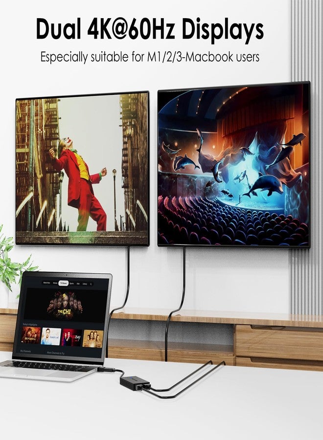 WAVLINK USB 3.0 or USB C to Dual HDMI Splitter Extended Display for Dual Monitor, Displaylink Adapter Dual HDMI 4K 60Hz for Apple Mac M1/M2/M3 or Windows 10/11, USB A/C to HDMI 4K Output - Image 2
