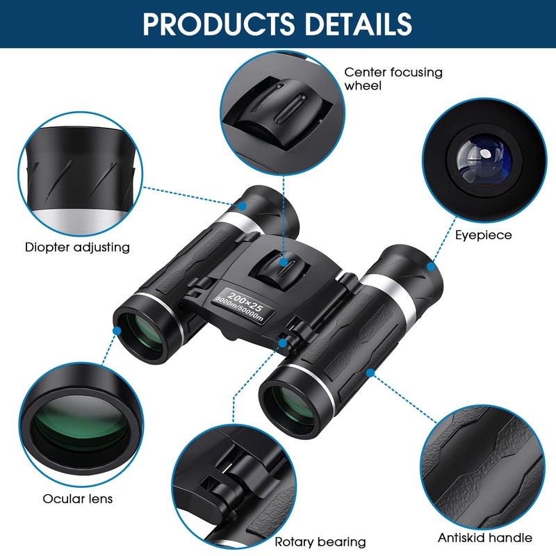 Flyant 200x25 Compact Binoculars for Adults and Kids, High Powered Mini Pocket Binoculars, Waterproof Small Binoculars for Bird Watching, Hunting, Concert, Theater, Opera, Traveling, Sightseeing - Image 4