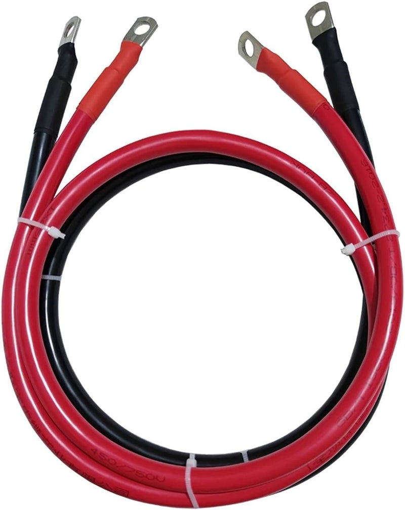 Battery Connection Cable 10/16/25/35mm2 Copper Wire with Lugs for UPS,Inverter, Battery Series Parallel Connect(Black,M6-6.5MM_8 AWG - 10MM2_20CM Length) - Image 2