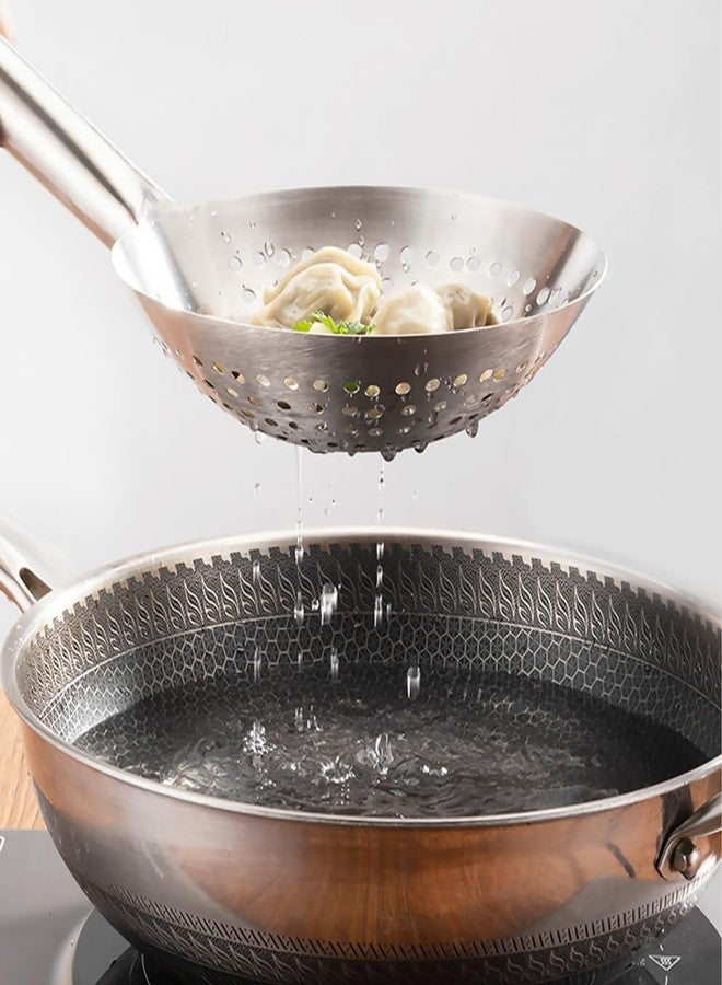 YARDWE Stainless Steel Skimmer Spoon Slotted Strainer Ladle Fine Mesh Wire Oil Filter Mandarin Colander Scoop for Kitchen Cooking (24CM) - Image 5