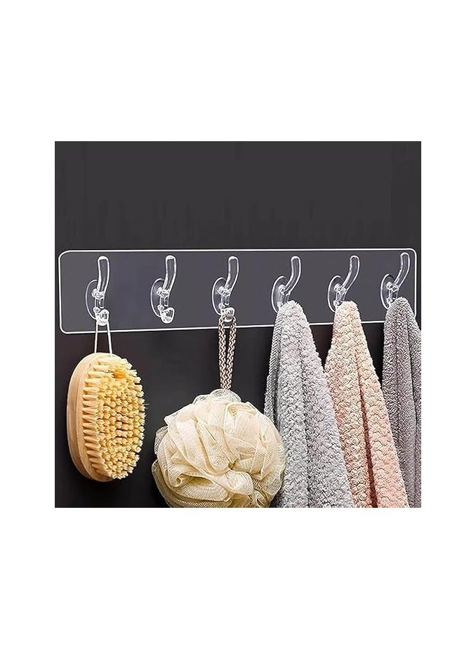 Adhesive Multi-Use Wall Hooks, 6 Hooks - Multicolor - Image 1