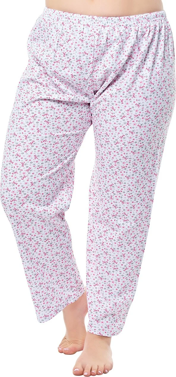 Osmanlı Ottoman Women's Single Bottom Pajamas Floral Patterned Jumbo Size