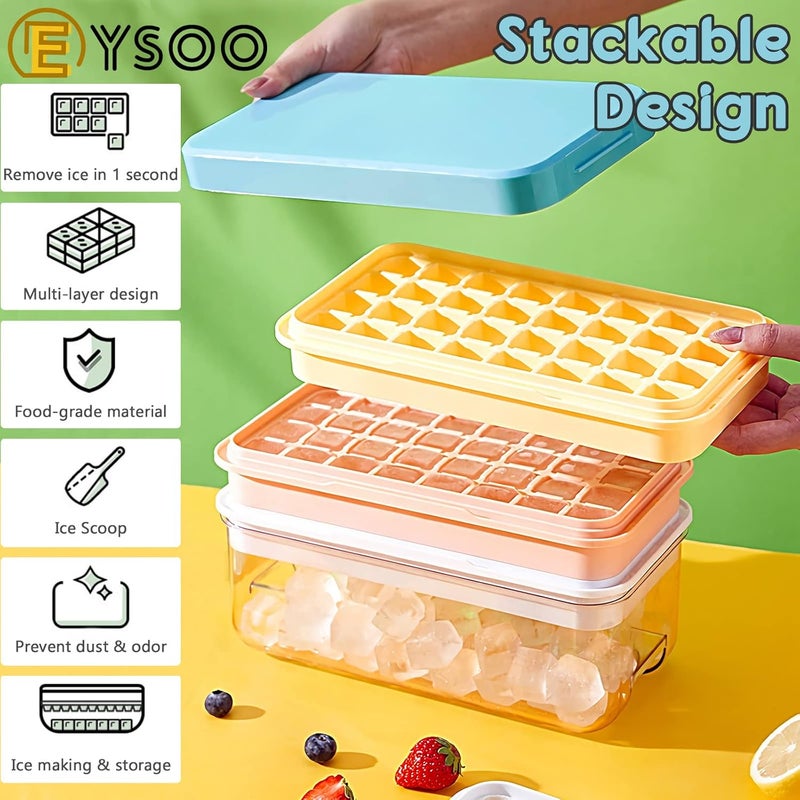 Ice Cube Tray with Lid - 64 Grids Easy-release Silicone Ice Cube Molds for Freezer - Image 4