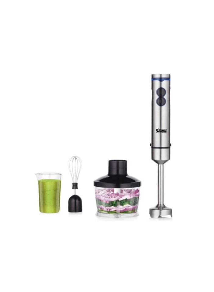 DSB DSP 4 in 1 Hand Blender Set, 700W Full Copper Motor, Turbo Function, Variable Speed, Stainless Steel Body and Blades, Full Copper Motor DC7912; Stainless Steel Shaft - 4 Blades; 500ml Beaker, 500ml Chopper and Beater; Detachable Blade Shaft For Easy Cleaning; KM1040 - Image 1