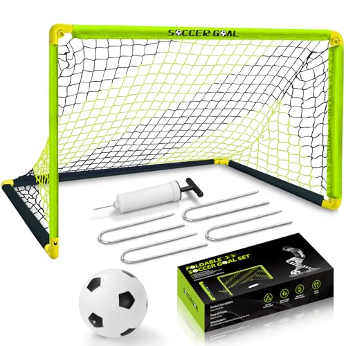 Eastgoing Portable Soccer Goal Set Backyard Indoor Outdoor Mini Soccer Net with Net Ball and PumpYouth Soccer Goal Sets - Image 1
