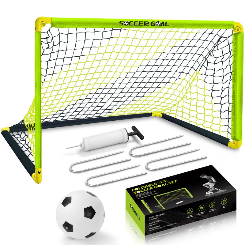 Eastgoing Portable Soccer Goal Set Backyard Indoor Outdoor Mini Soccer Net with Net Ball and PumpYouth Soccer Goal Sets - Image 2