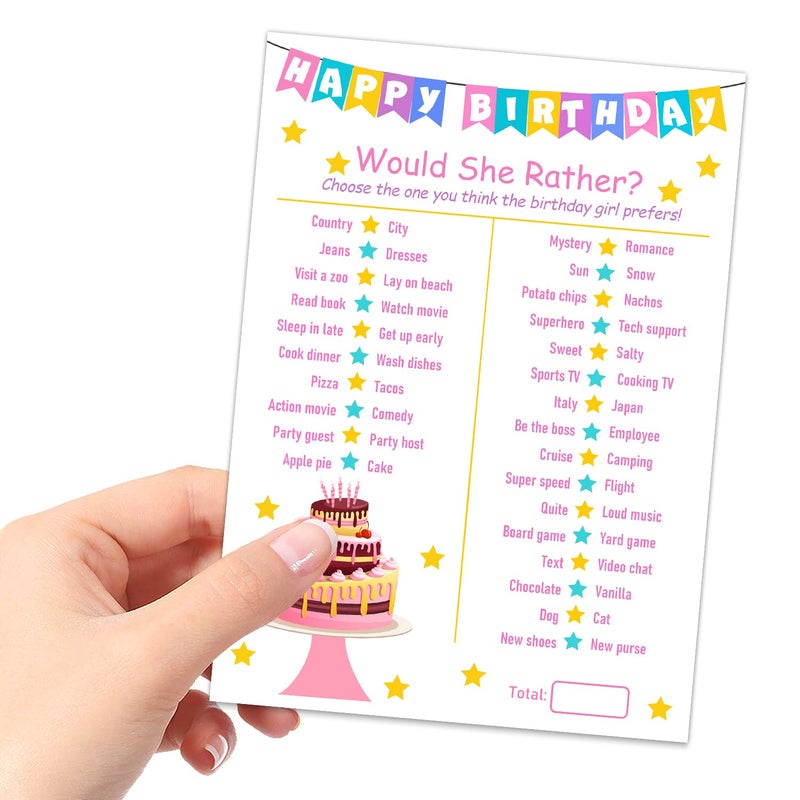 ALodr Birthday Girl Party Game - Would She Rather - 20 Game Card Set - Girl Birthday Party Activity Notebook - Image 3