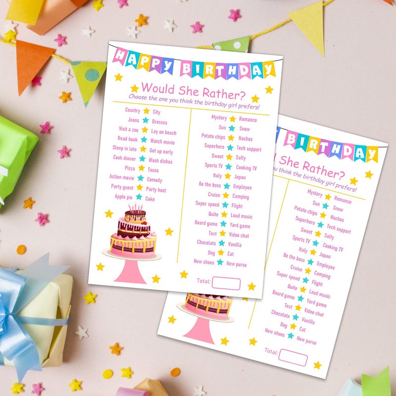 ALodr Birthday Girl Party Game - Would She Rather - 20 Game Card Set - Girl Birthday Party Activity Notebook - Image 4