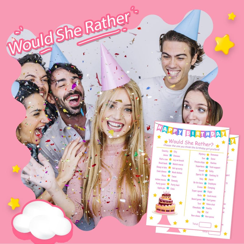 ALodr Birthday Girl Party Game - Would She Rather - 20 Game Card Set - Girl Birthday Party Activity Notebook - Image 5