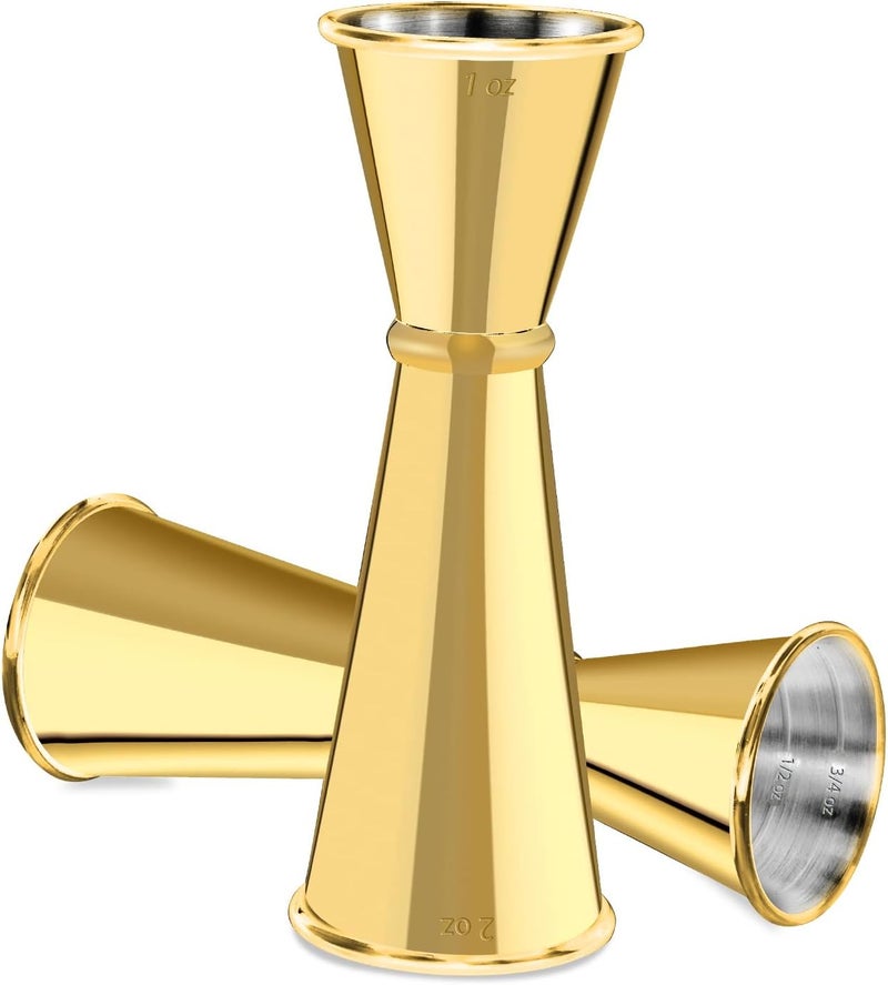 Briout Jigger for Bartending, Double Cocktail Jigger Japanese Premium 304 Food Grade Stainless Steel Jigger 2 OZ 1 OZ with Measurements Inside, Gold - Image 1