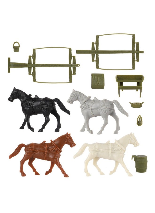 BMC Toys Bmc Cts Ww1 Ambulance & Supply Wagons - Od Green Square Top Horse Cart Playset  - Image 5