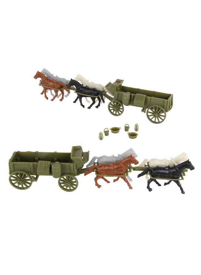 BMC Toys Bmc Cts Ww1 Ambulance & Supply Wagons - Od Green Square Top Horse Cart Playset  - Image 4