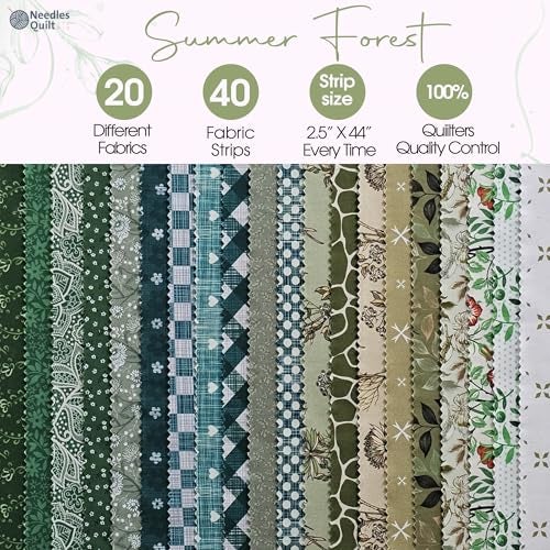 NEEDLES QUILT STUDIO Jelly Roll Fabrics for Quilting Clearance 40 Strip 2.5" x 44" | Cotton Strips Bundles – Perfect Quilting Fabric for Sewing, Precut Quilt Projects, and DIY Crafts (Summer Forest) - Image 3