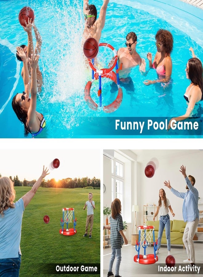 AuroTops Pool Basketball Hoop Floating Ring Toss Game,Pool Toys for Kids Summer Toys,Birthday Gifts for Kids,Family Pool Party,Swimming Pool Basketball Hoop Include 2 Balls,6 Ring and 1 Pump,Blue - Image 5