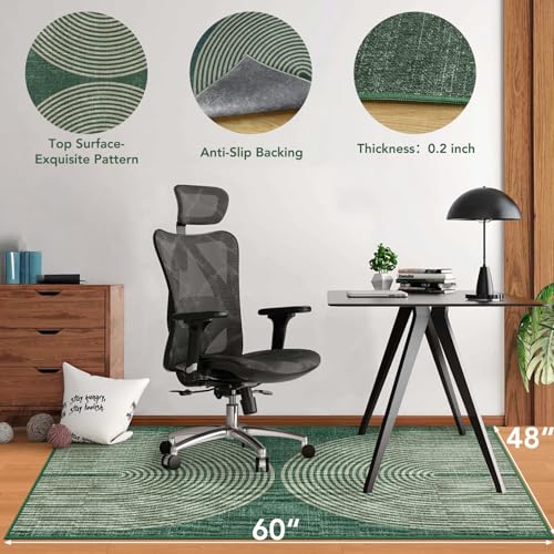 Lreedy Office Chair Mat for Hardwood FloorTile Floor48X 60 Heavy Duty Desk Chair Mat for Hard FloorsUnder Desk Rug for Rolling Computer ChairAnti SlipLow Pile Carpet FloorGeo Green - Image 3