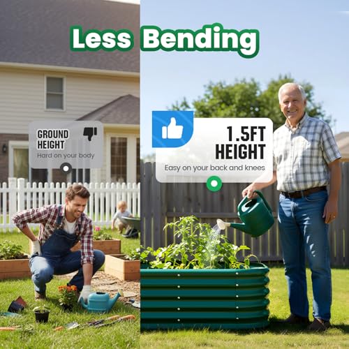 Quictent Galvanized Raised Garden Bed Kit, 6x3x1.5 ft Oval Metal Planter Box Tall for Vegetables Outdoor Backyard, Strengthened by Crossbar, Dark Green - Image 3