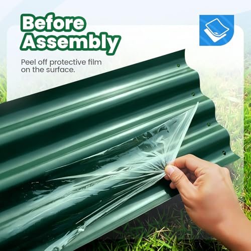 Quictent Galvanized Raised Garden Bed Kit, 6x3x1.5 ft Oval Metal Planter Box Tall for Vegetables Outdoor Backyard, Strengthened by Crossbar, Dark Green - Image 4