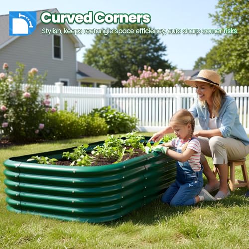 Quictent Galvanized Raised Garden Bed Kit, 6x3x1.5 ft Oval Metal Planter Box Tall for Vegetables Outdoor Backyard, Strengthened by Crossbar, Dark Green - Image 2