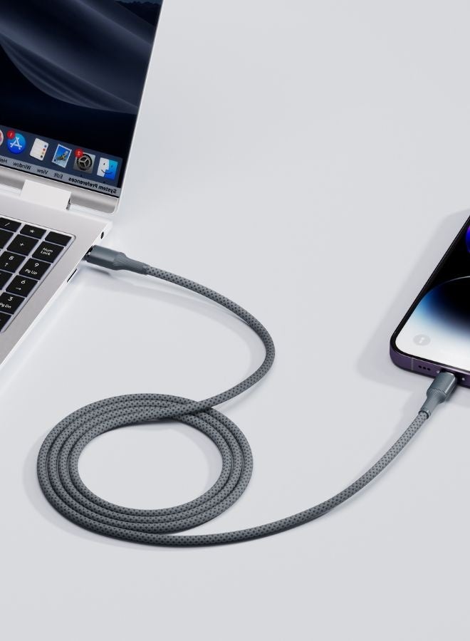 TELUX SWIFTX USB-C to Lightning Charging Cable 1m, 27W PD Fast Charging, Wear-Resistant Nylon Braid, Broad Compatibility, 10000+ Bend Lifespan, 480Mbps Data Transfer, Grey - Image 4