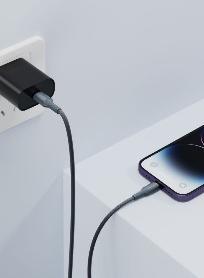 TELUX SWIFTX USB-C to Lightning Charging Cable 1m, 27W PD Fast Charging, Wear-Resistant Nylon Braid, Broad Compatibility, 10000+ Bend Lifespan, 480Mbps Data Transfer, Grey - Image 5
