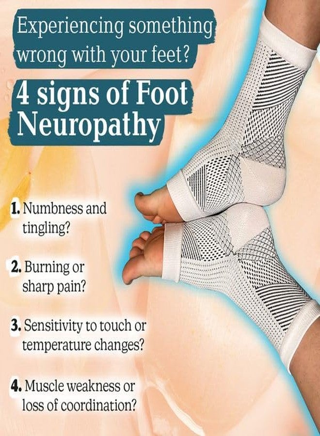QualiTrue Neuropathy Socks for Women and Men - 2 Pair Orthopedic Toeless Compression Foot Neuropathy Pain, Peripheral, Diabetic Socks, Arthritis Socks (2 Pair White & Black Combo) - Image 4