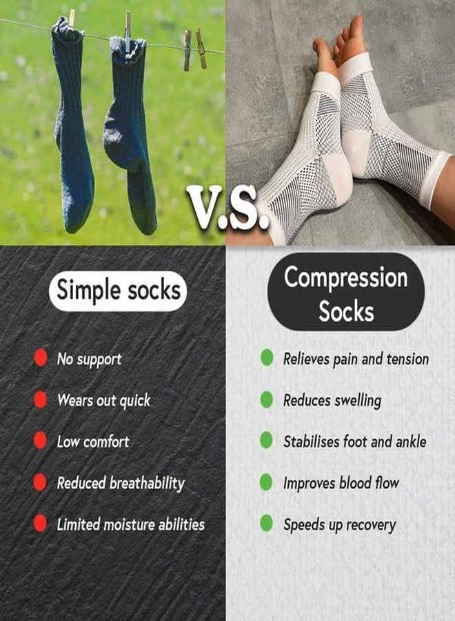 QualiTrue Neuropathy Socks for Women and Men - 2 Pair Orthopedic Toeless Compression Foot Neuropathy Pain, Peripheral, Diabetic Socks, Arthritis Socks (2 Pair White & Black Combo) - Image 5