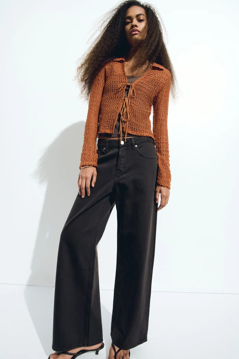 H&M Tie-front hole-knit top
