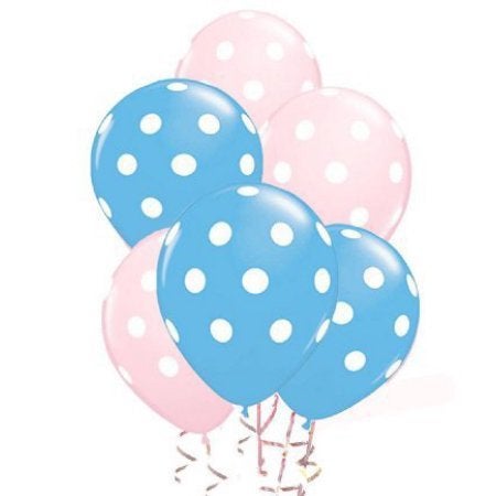 HK Balloons Polka Dot Birthday Party Balloons (Pink & Blue)- Pack of 25 - Image 3