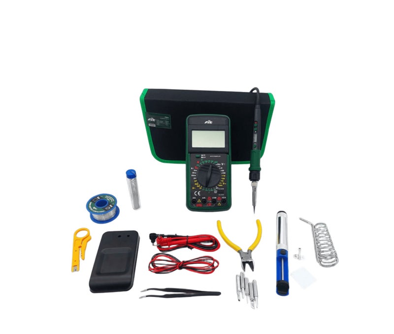 طقم كاوية لحام قصدير 40–100 وات + 12 قطعة لصيانة الإلكترونيات – FIT موديل FTSD13 – 40008900