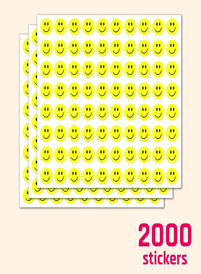TownStix 2000 Pack - 0.5" Smiling Happy Smile Face Stickers, Yellow - Image 3