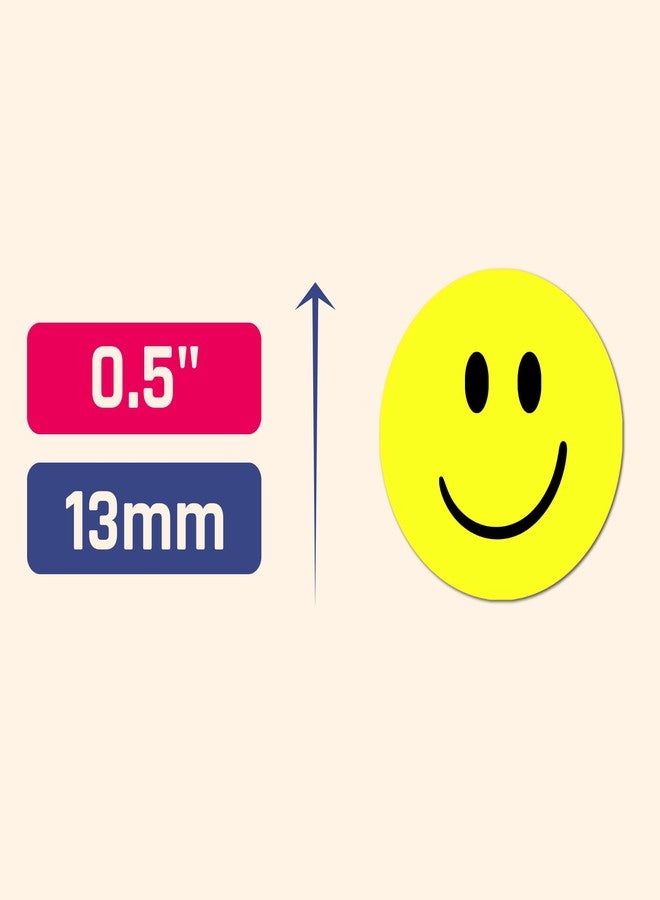 TownStix 2000 Pack - 0.5" Smiling Happy Smile Face Stickers, Yellow - Image 2