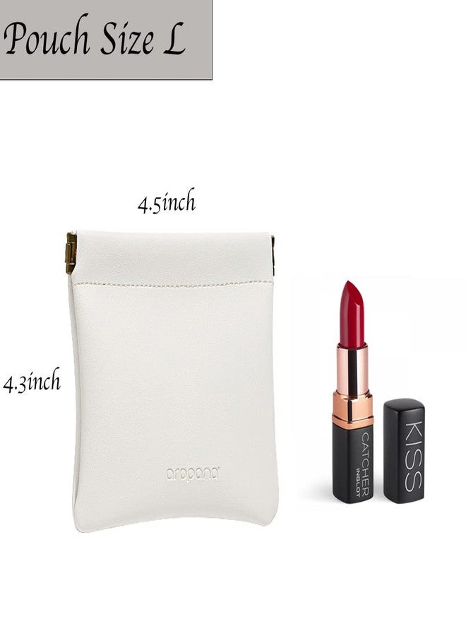AROPANA Pack of 2 - Aropana Leather Makeup Portable Earphone Pouch Travel Jewellery Lipstick Pouch Coin Purse Card Holder (11.5CM × 11CM) Emarald Green & Snow White - Image 3
