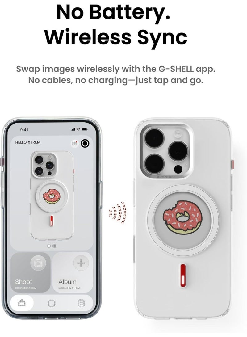 Xtrem iPhone 17 Pro Magnetic NFC E-Ink Display Case – MagSafe Compatible Customizable Screen Cover with Wireless Charging Support – Unique Smart Back Cover | Oeli Xtrem - White - Image 4